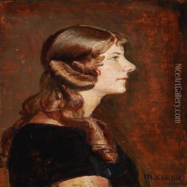 Profile Portrait Of A Woman Oil Painting - Michael Ancher