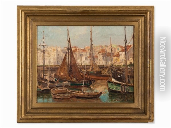Fishing Port Oil Painting - Wilhelm Hambuechen