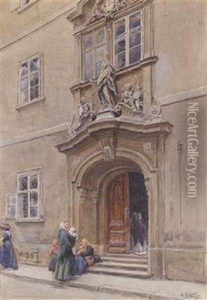 The Entrance To The Savoyan Ladies' Convent In Johannesgasse Oil Painting - Ernst Graner
