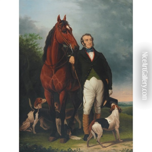 The Earl Of Sefton With Hounds Oil Painting - Christopher Horner