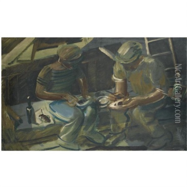The Fishermen's Breakfast Oil Painting - Alexander Evgenievich Iacovleff