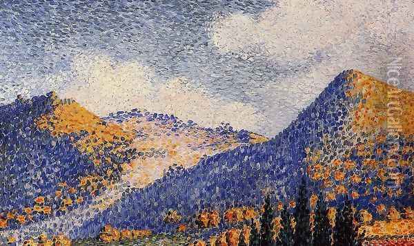 Landscape, the Little Maresque Mountains Oil Painting - Henri Edmond Cross