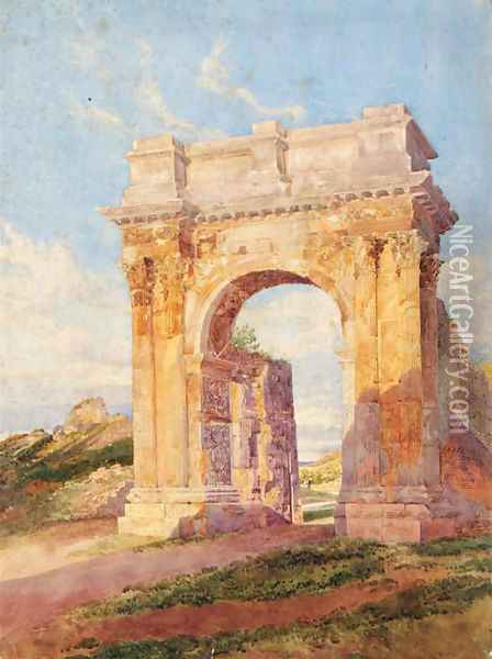 A triumphal arch in the Roman campagna Oil Painting - Arthur Glennie