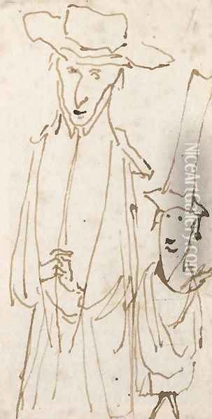 A caricature of a prelate and his servant Oil Painting - Angelo De' Rossi