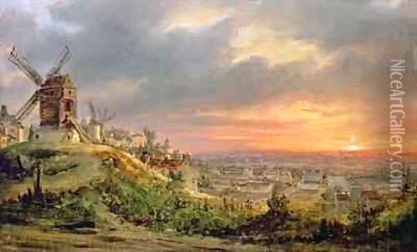 View of the Butte Montmartre Oil Painting - Louis Jacques Mande Daguerre