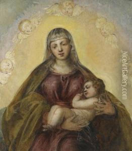 The Madonna And Child Oil Painting - Jacopo Robusti, II Tintoretto