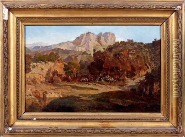 Vue Des Gorges De La Chiffa Oil Painting - Jean Joseph Francois Bellel