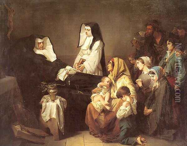 The Death of a Sister of Charity 1850 Oil Painting - Isidore Alexandre Augustin Pils