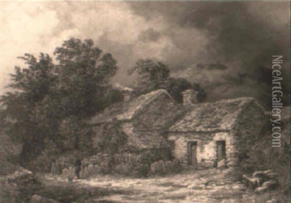 A Welsh Shepherd's Home Oil Painting - Samuel Henry Baker
