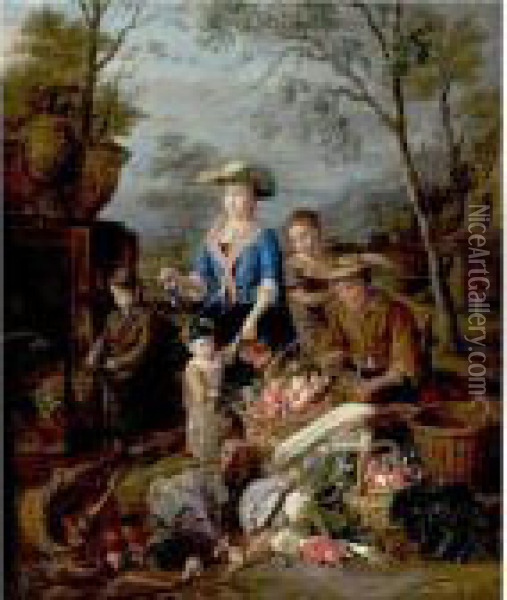 A Vegetable Seller Oil Painting - Pieter Snyers