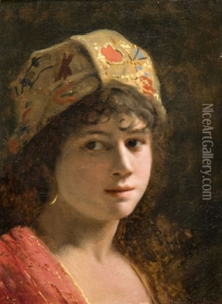 Portrait De Jeune Fille Oil Painting - Theodore Jacques Ralli