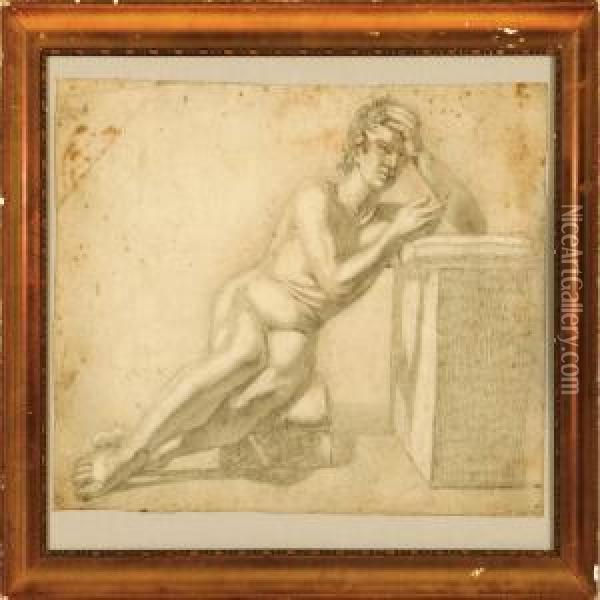 Academy Study Of A Nude Model Oil Painting - Christoffer Wilhelm Eckersberg