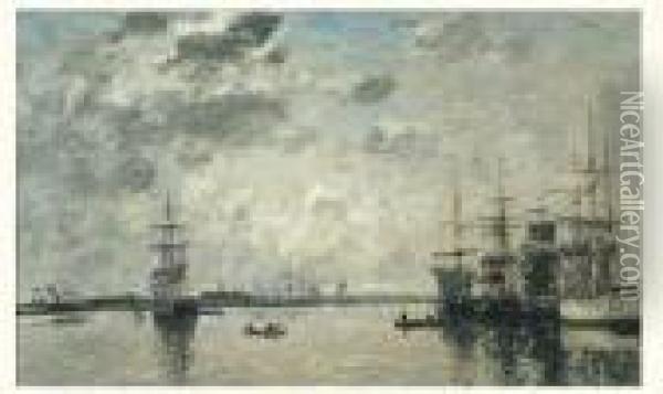 Le Havre, Le Bassin De L'eure Oil Painting - Eugene Boudin