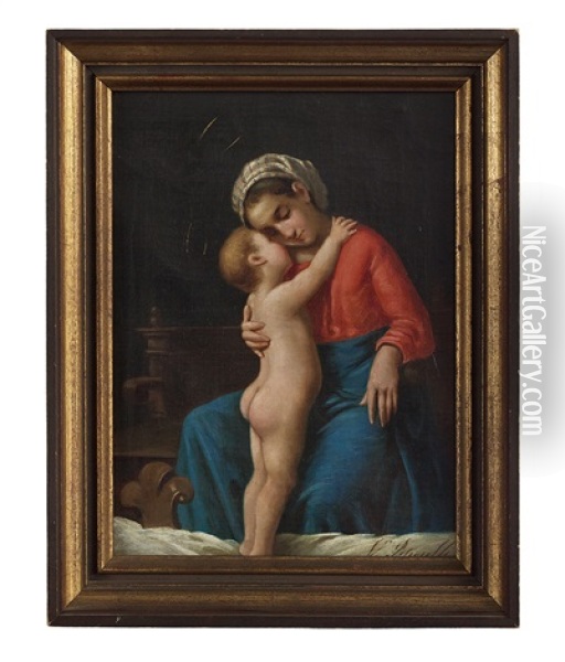 Madonna And Child Oil Painting - Vincenzo Pasquale Angelo Petrocelli