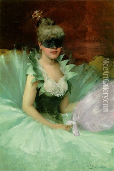 The Masked Beauty Oil Painting - John Henry Witt