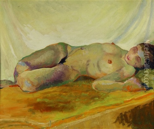 Reclining Nude Oil Painting - George Benjamin Luks
