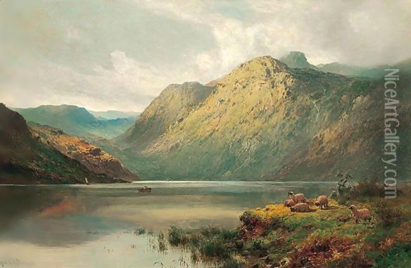 The Lake At Stronachlacher, N.B. Oil Painting - Alfred de Breanski