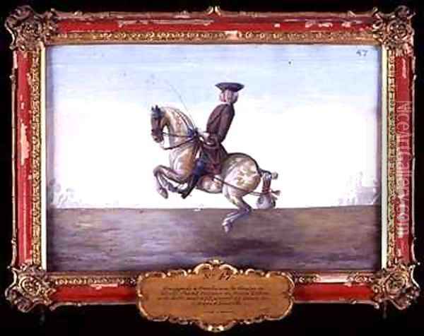 No 47 A Polish horse of the Spanish Riding School performing a dressage movement called the Croupade Oil Painting - Baron Reis d' Eisenberg