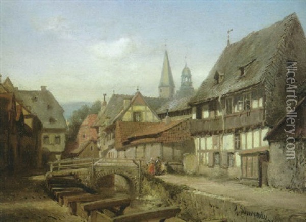 Altstadt In Goslar Oil Painting - Albert Schwendy