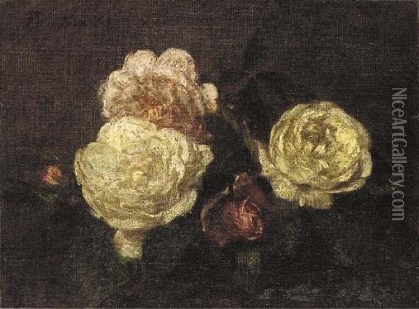 Fleurs, Roses Oil Painting - Ignace Henri Jean Fantin-Latour