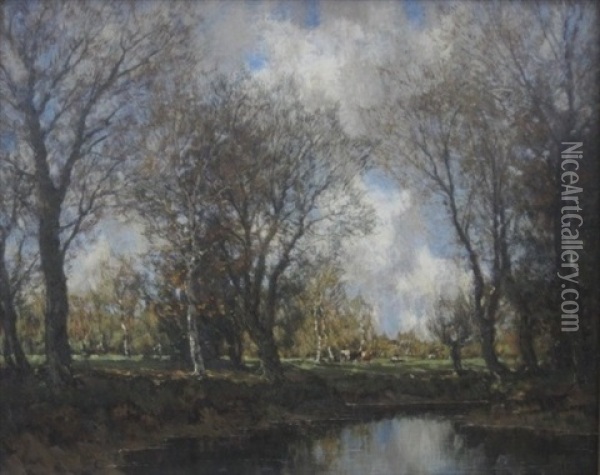 Cattle At Water's Edge Oil Painting - Arnold Marc Gorter