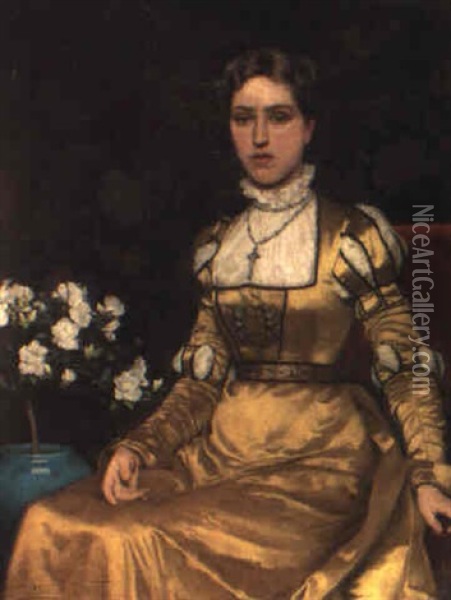 The Lady In Gold Oil Painting - G. Grenville Manton