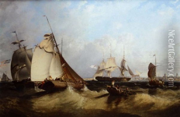 Fresh Breeze, Portsmouth Oil Painting - Sir George Chambers