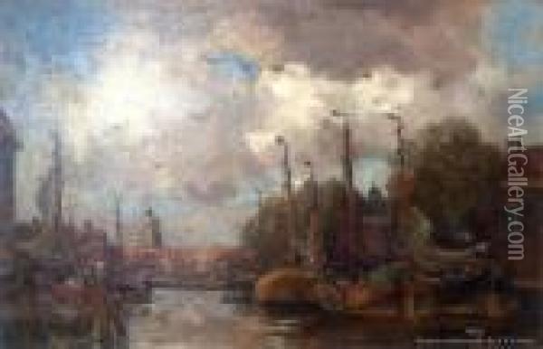 Nederlandse Haven Oil Painting - Kees Van Waning