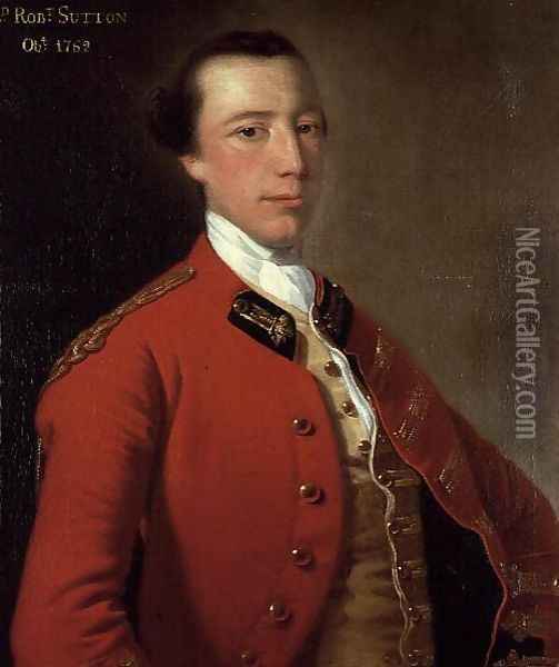 Portrait of Lord Robert Sutton in uniform Oil Painting - Josepf Wright Of Derby
