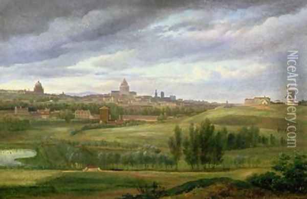 View of Paris from Butte aux Cailles Gentilly Oil Painting - Jean Baptiste Gabriel Langlace