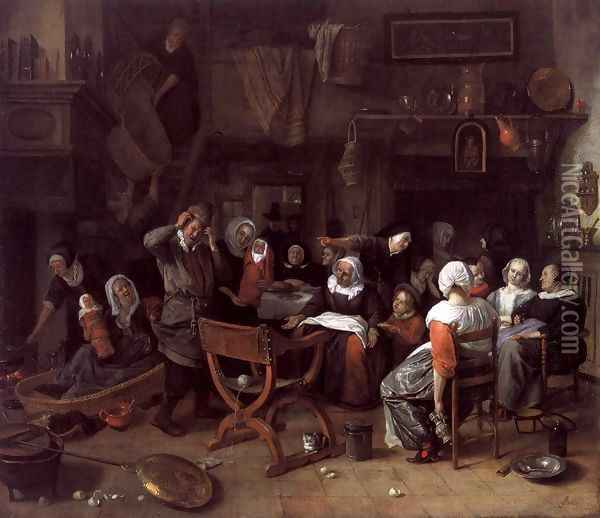 Twin Birth Celebration 1668 Oil Painting - Jan Steen