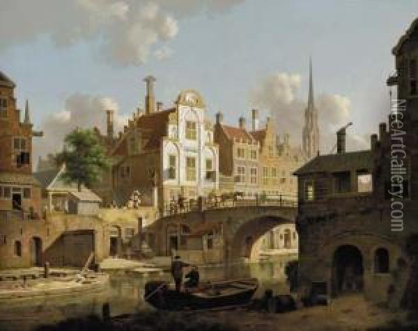 A View Of Utrecht Oil Painting - Jan Hendrik Verheijen