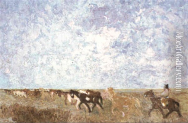 La Tropilla Oil Painting - Pedro Figari