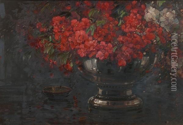 Flowers In A Vase Oil Painting - Kershaw Schofield