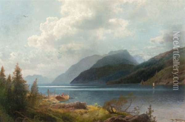 Mountain Lake, Sagne Fjord, Norway Oil Painting - Hermann Herzog