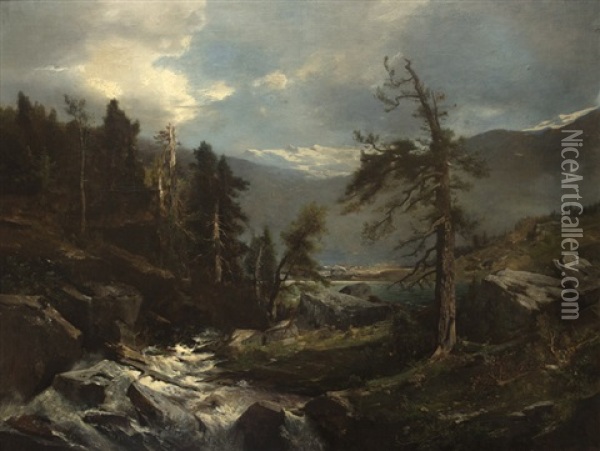 Bernese Oberland Oil Painting - Adolf Obermuellner
