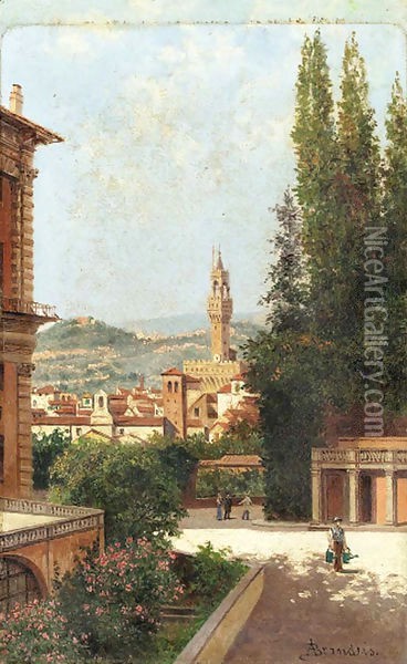 A view of the Boboli Gardens Oil Painting - Antonietta Brandeis