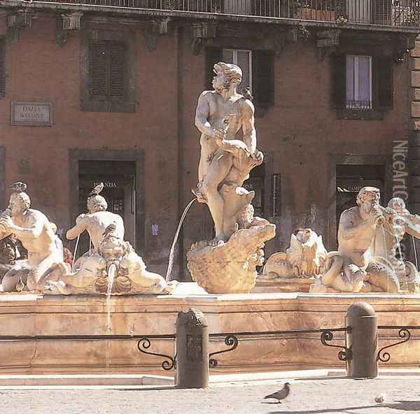 Fountain of the Moor Oil Painting - Gian Lorenzo Bernini