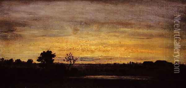 Dusk in Sologne Oil Painting - Theodore Rousseau