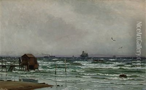 Overcast Day At A Danish Coast Oil Painting - Christian Blache