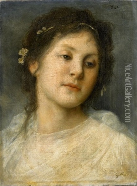 Lea. Madchenportrat Oil Painting - Gabriel von Max
