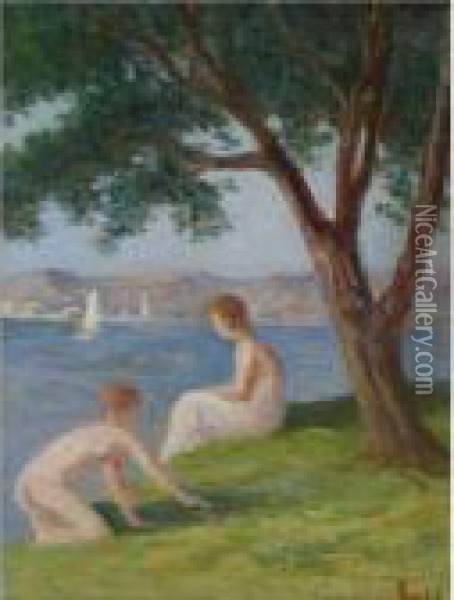 Baigneurs A St. Tropez Oil Painting - Maximilien Luce