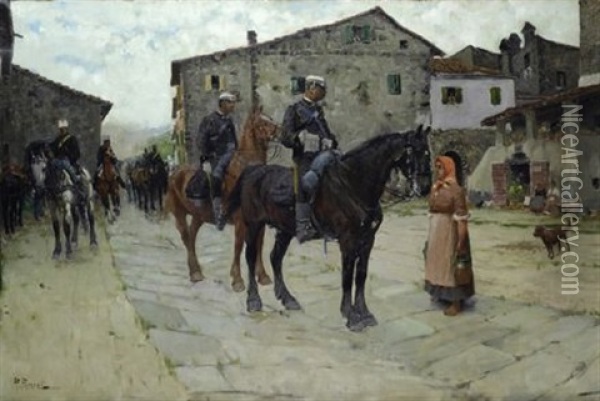Artiglieria In Marcia Oil Painting - Ruggero Panerai
