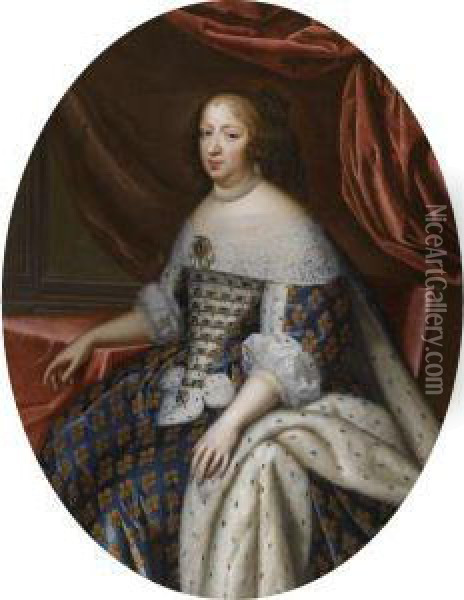 Portrait Of Anne Of Austria Oil Painting - Charles Beaubrun