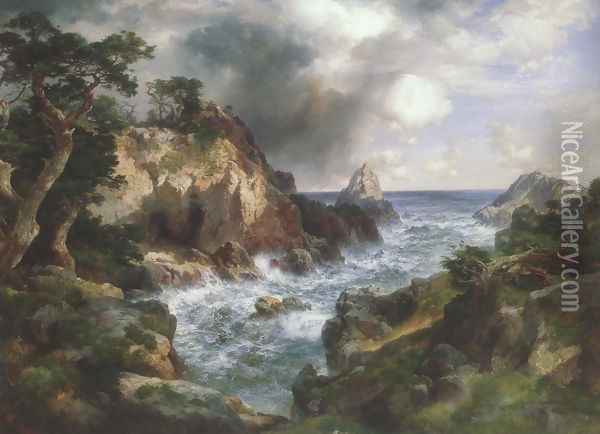 Point Lobos Monterey California 1912 Oil Painting - Thomas Moran
