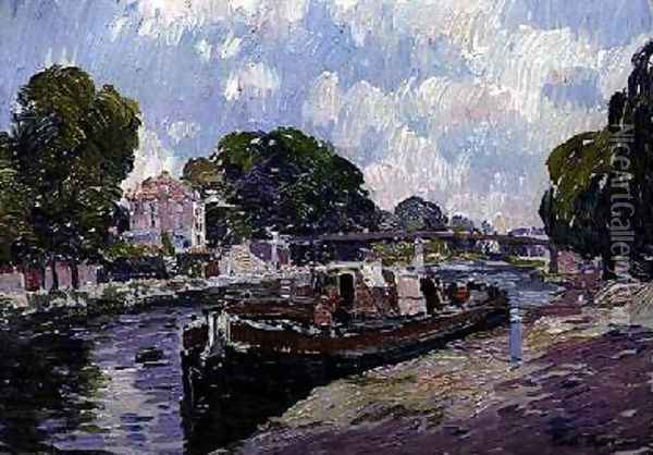 The Canal Boat Bougival Oil Painting - Paul Mathieu