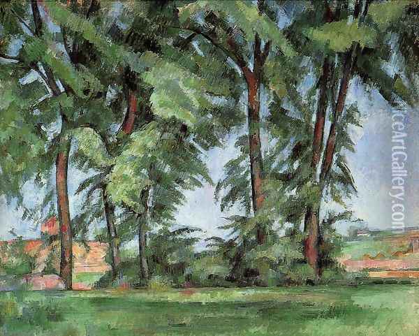 Tall Trees At The Jas De Bouffan Oil Painting - Paul Cezanne