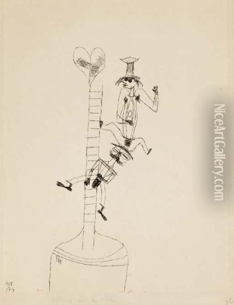 Scherzo Mit Der Leiter Oil Painting - Paul Klee