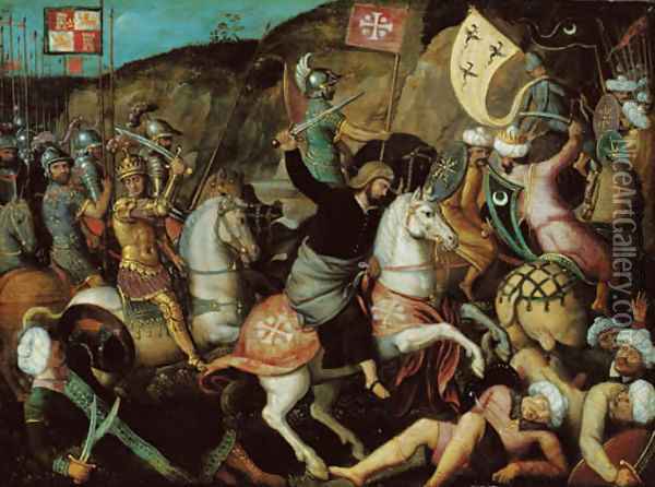 Saint James the Great at the Battle of Clavijo Oil Painting - Michel Sittow