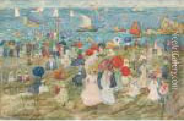 Handkerchief Point Oil Painting - Maurice Brazil Prendergast